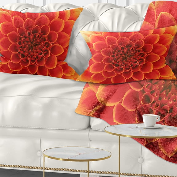 Designart 12" x 20" Orange Polyester Throw Pillow