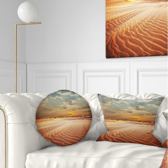Designart 12" x 20" Orange Polyester Throw Pillow