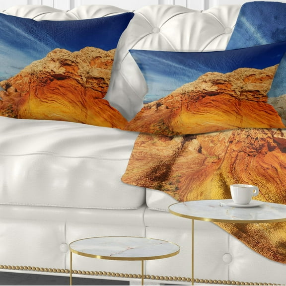 Designart 12" x 20" Orange Polyester Throw Pillow