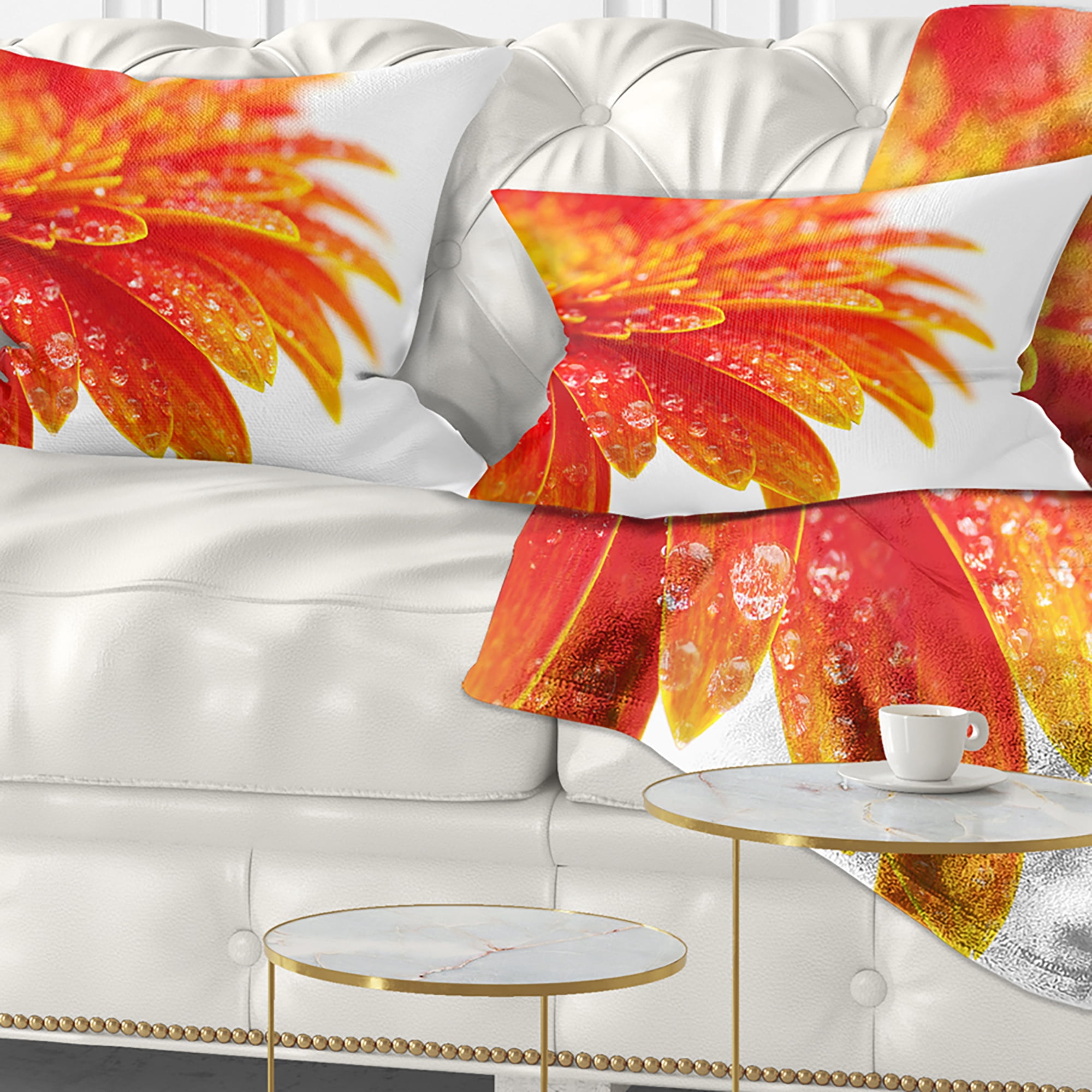 Designart 12" x 20" Orange Polyester Throw Pillow