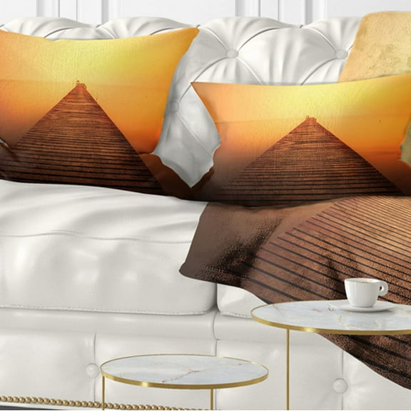 Designart 12" x 20" Orange Polyester Throw Pillow