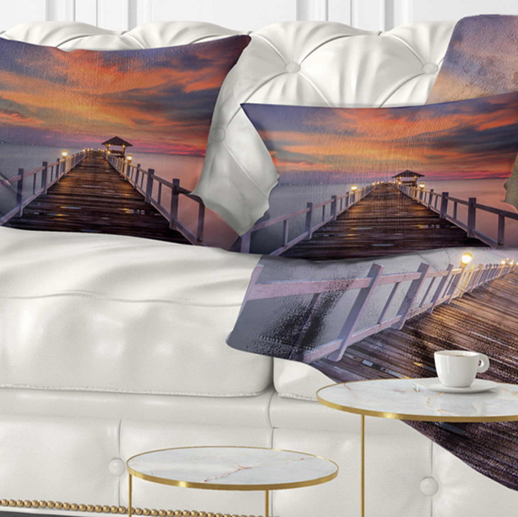 Designart 12" x 20" Pier & Bridge Polyester Throw Pillow