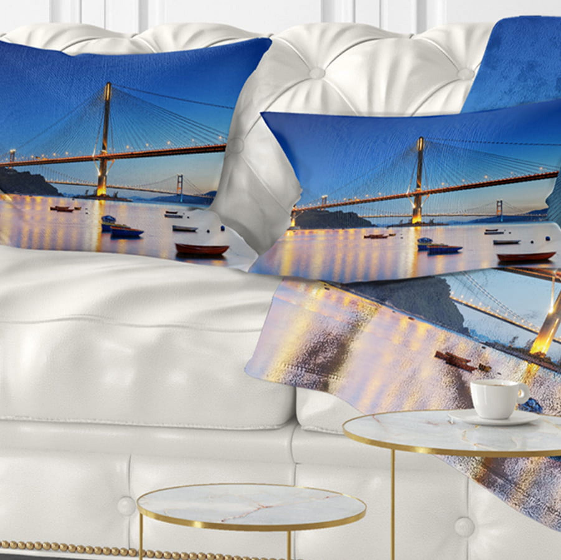 Designart 12" x 20" Pier & Bridge Polyester Throw Pillow