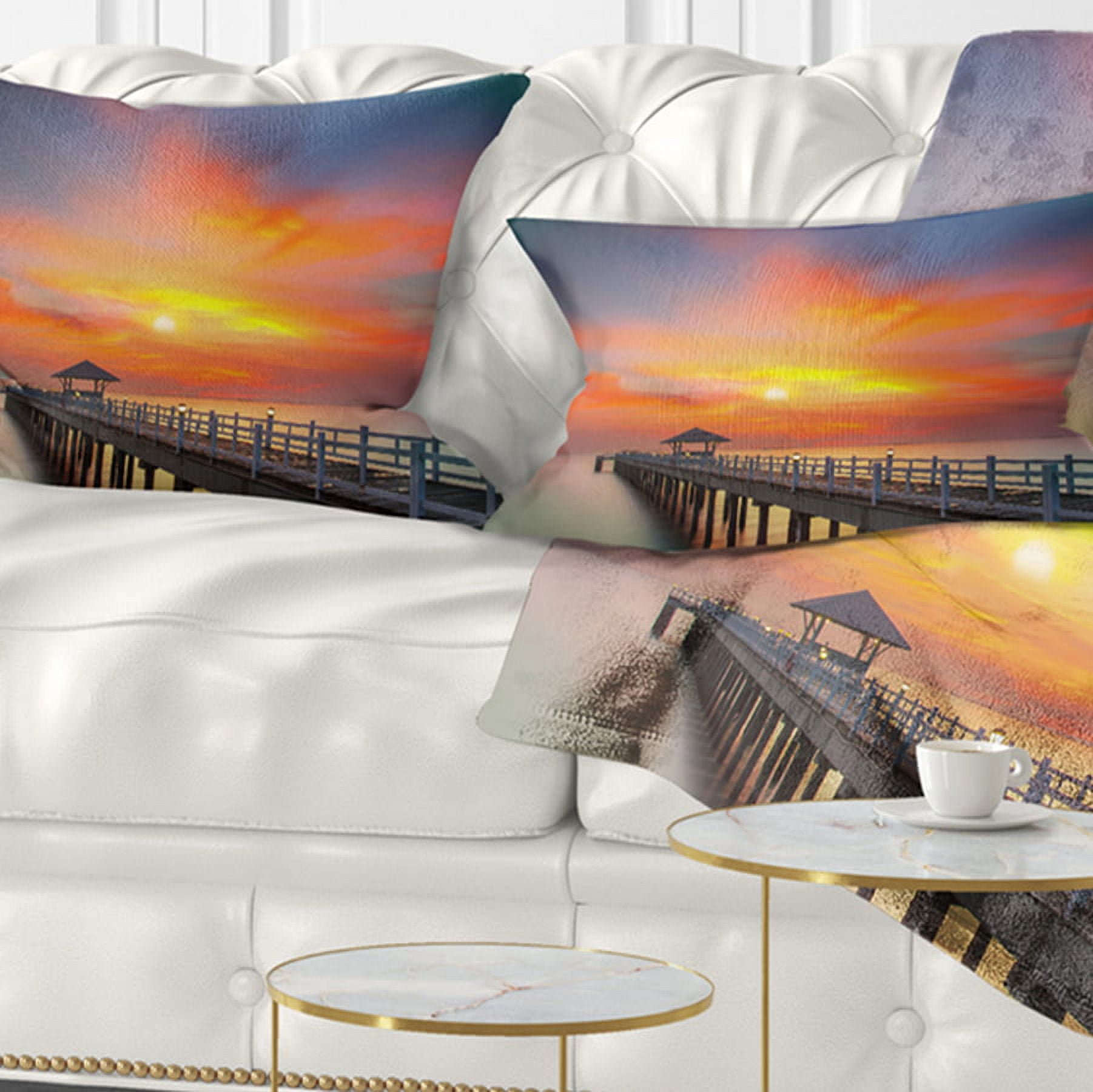 Designart 12" x 20" Pier & Bridge Polyester Throw Pillow