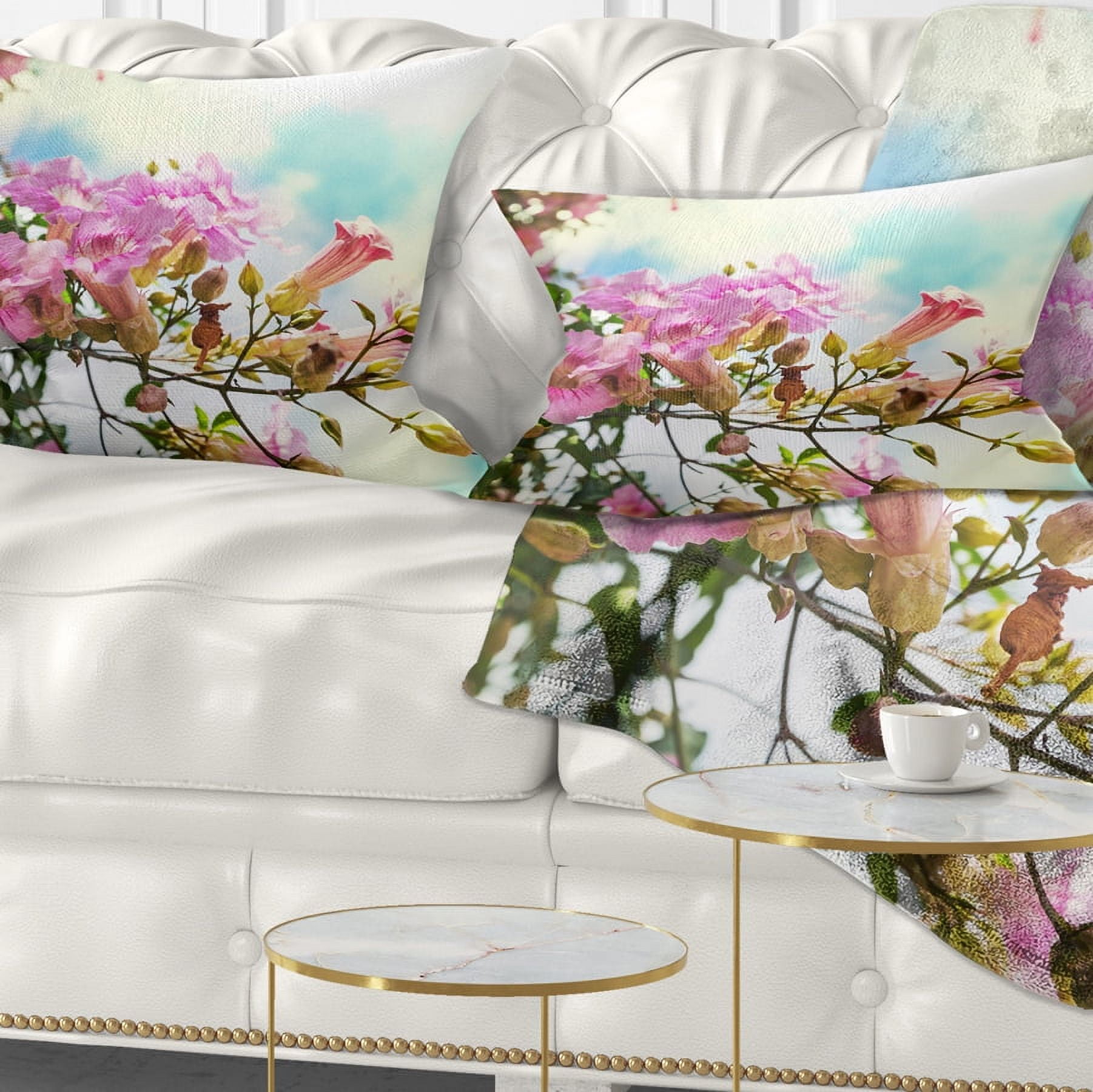 Designart 12" x 20" Pink Polyester Throw Pillow