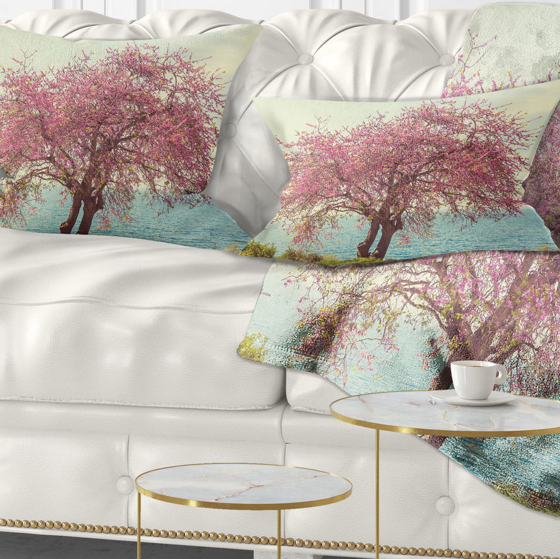 Designart 12" x 20" Pink Polyester Throw Pillow