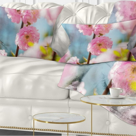 Designart 12" x 20" Pink Polyester Throw Pillow