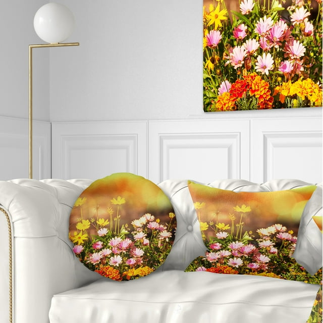 Designart 12" x 20" Pink Polyester Throw Pillow