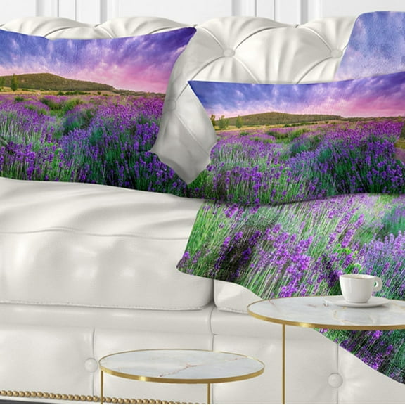 Designart 12" x 20" Purple Polyester Throw Pillow