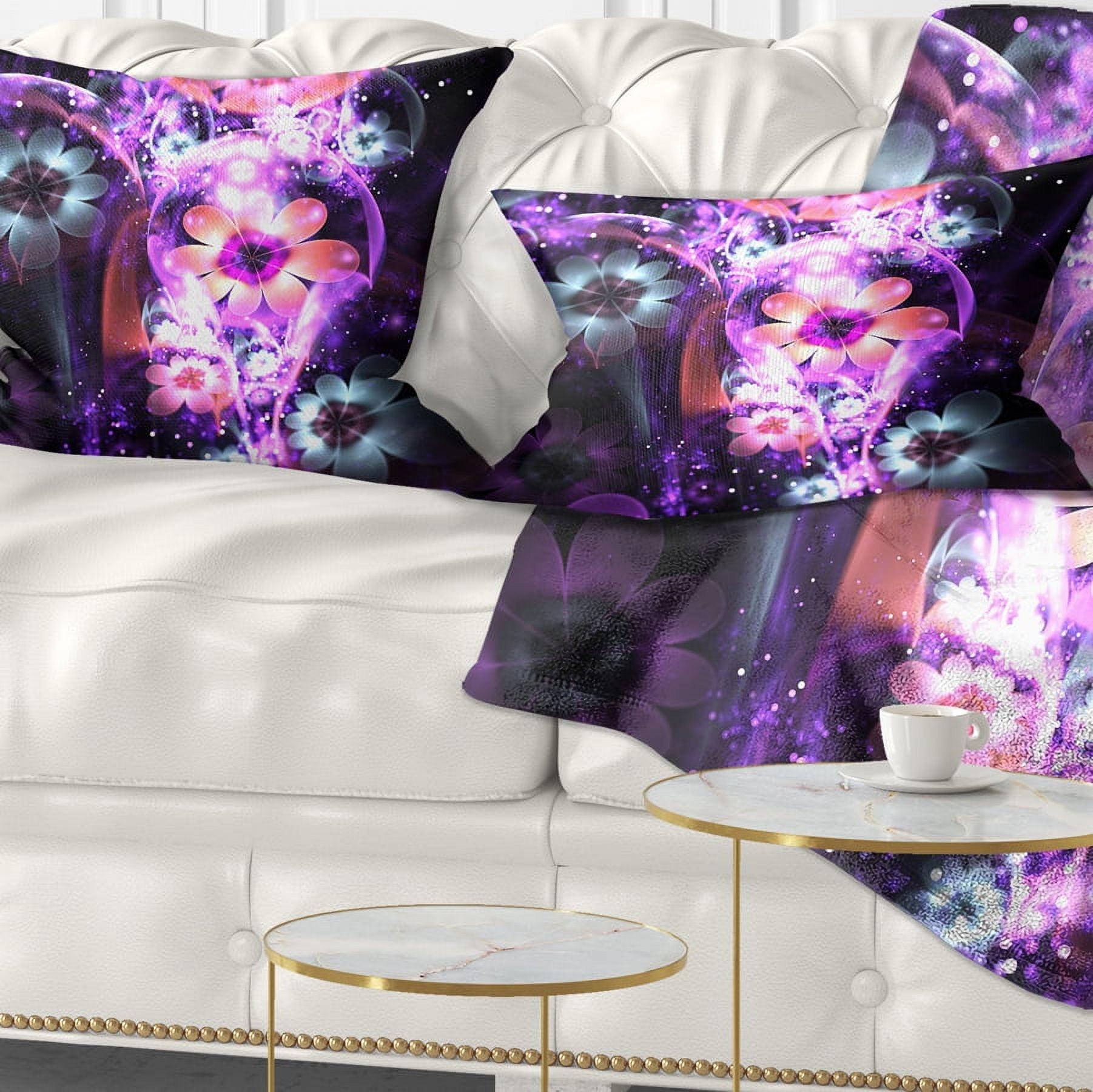 Designart 12" x 20" Purple Polyester Throw Pillow