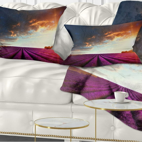 Designart 12" x 20" Purple Polyester Throw Pillow
