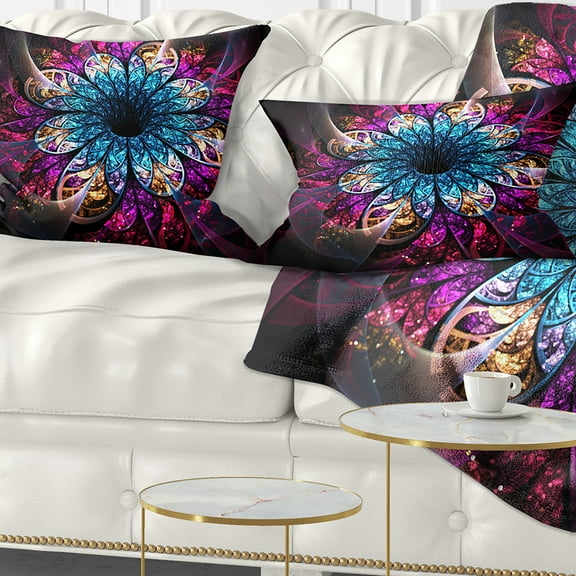 Designart 12" x 20" Purple Polyester Throw Pillow