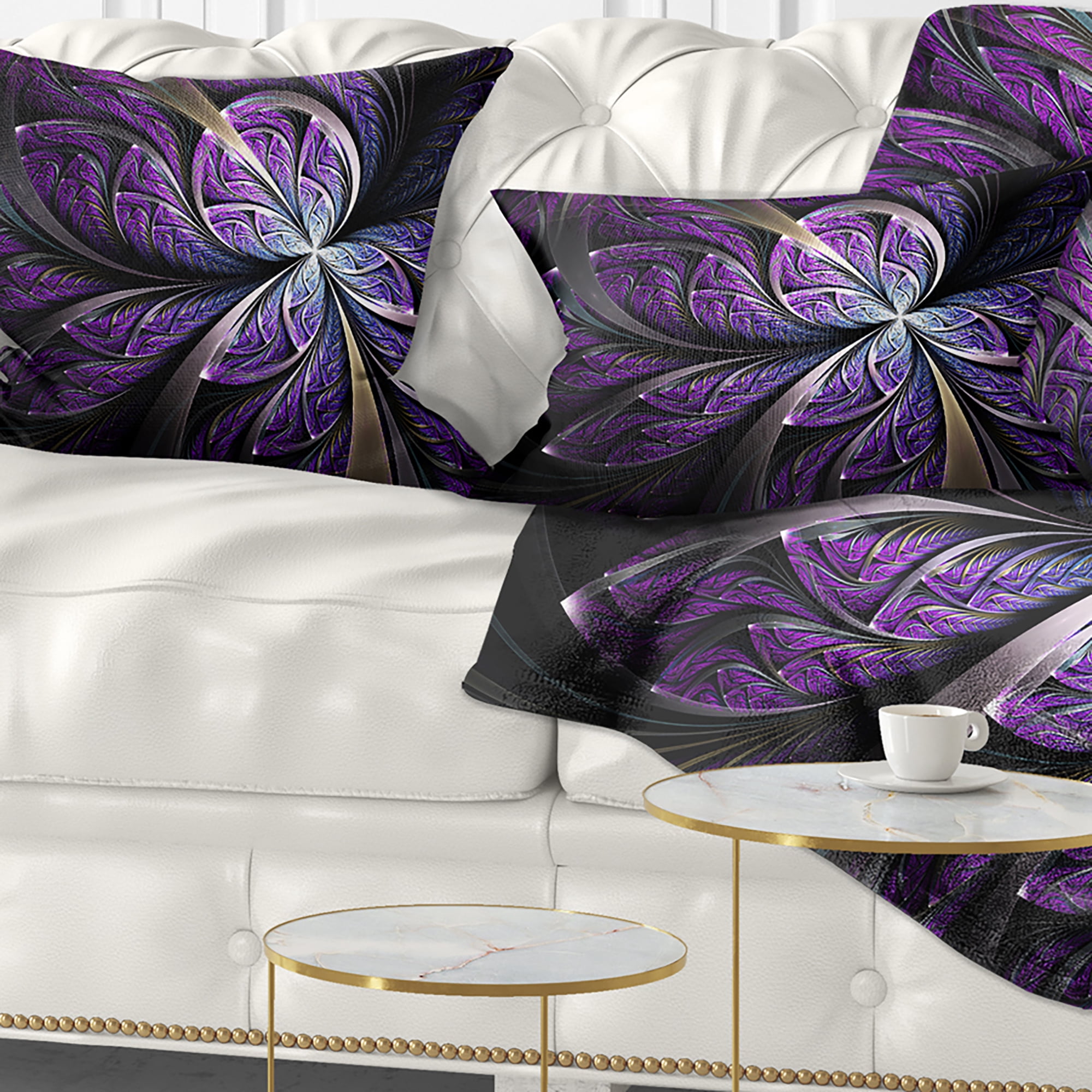 Designart 12" x 20" Purple Polyester Throw Pillow