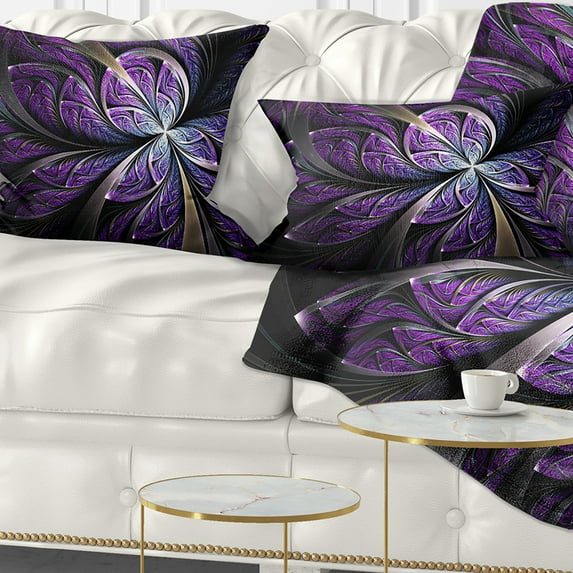 Designart 12" x 20" Purple Polyester Throw Pillow