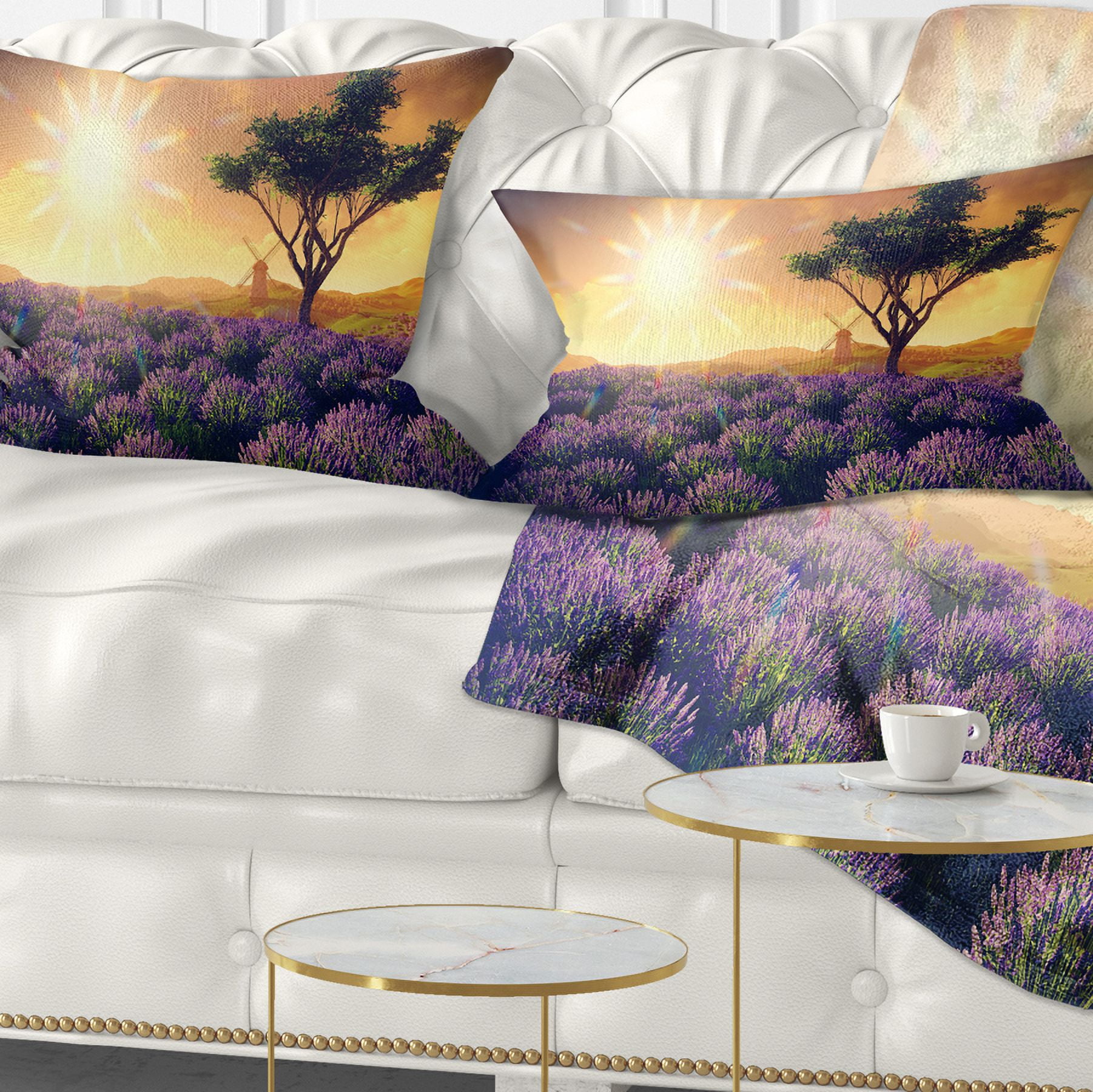 Designart 12" x 20" Purple Polyester Throw Pillow