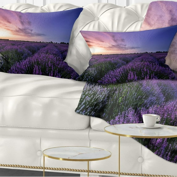 Designart 12" x 20" Purple Polyester Throw Pillow