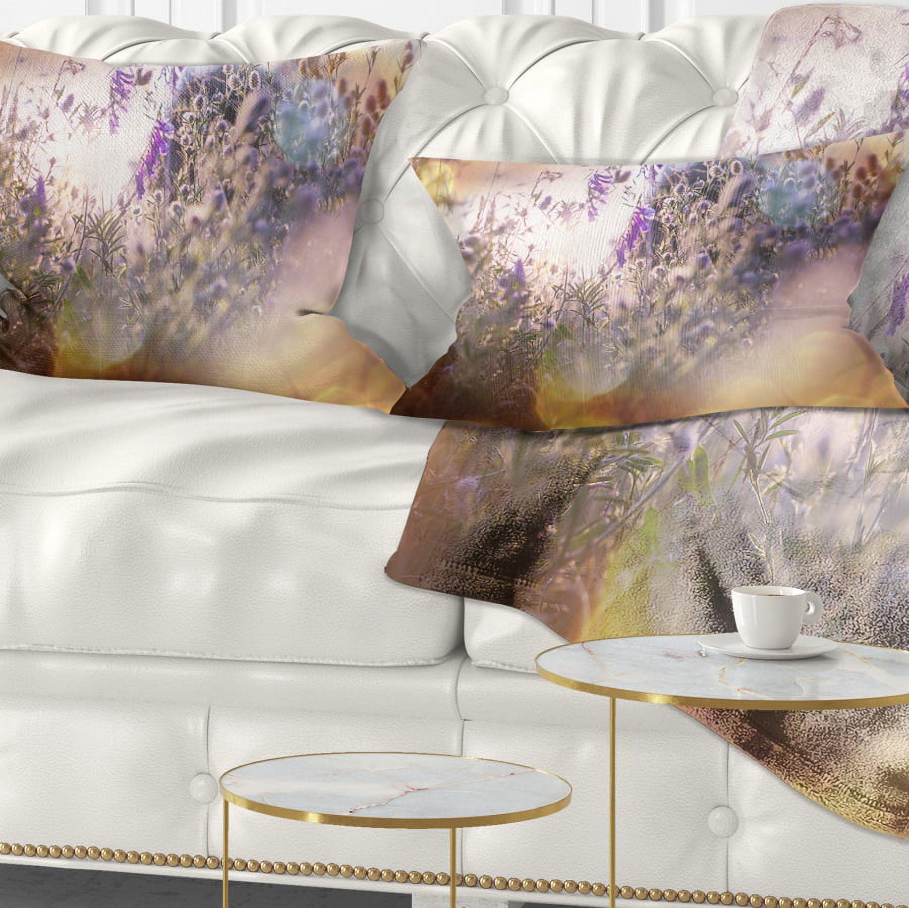 Designart 12" x 20" Purple Polyester Throw Pillow