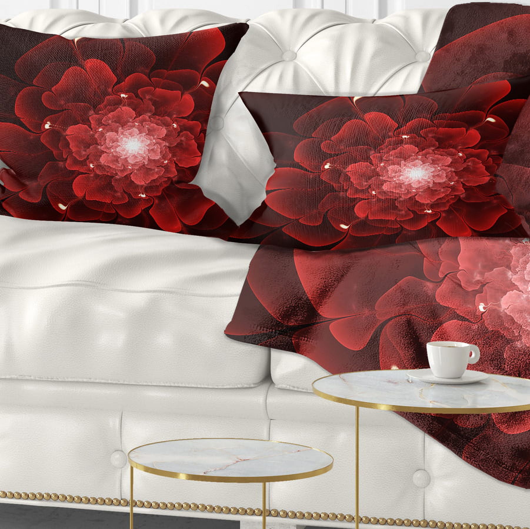 Designart 12" x 20" Red Polyester Throw Pillow