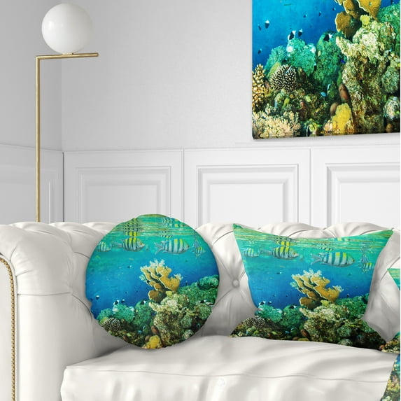 Designart 12" x 20" Red Polyester Throw Pillow