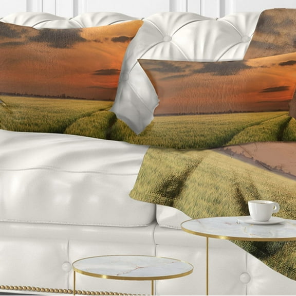 Designart 12" x 20" Red Polyester Throw Pillow