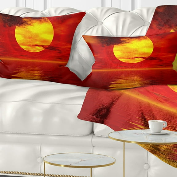 Designart 12" x 20" Red Polyester Throw Pillow