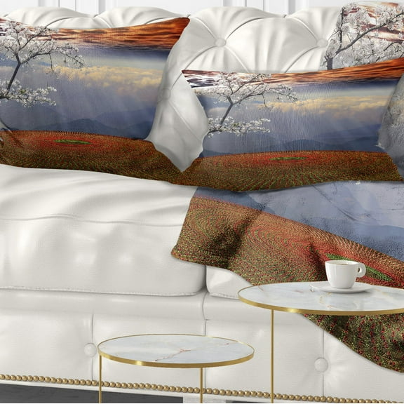 Designart 12" x 20" Red Polyester Throw Pillow