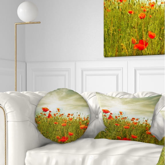 Designart 12" x 20" Red Polyester Throw Pillow