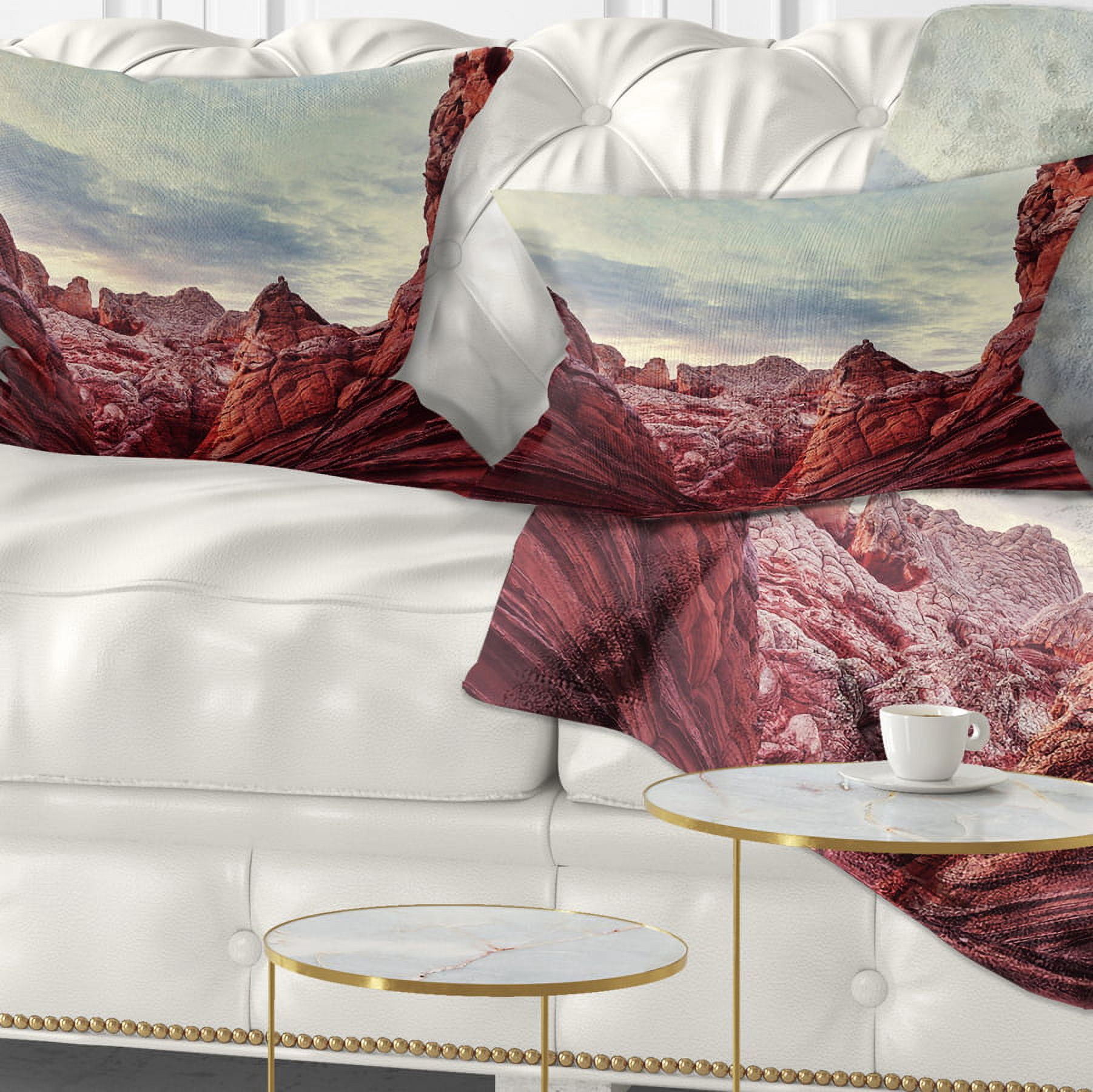 Designart 12" x 20" Red Polyester Throw Pillow