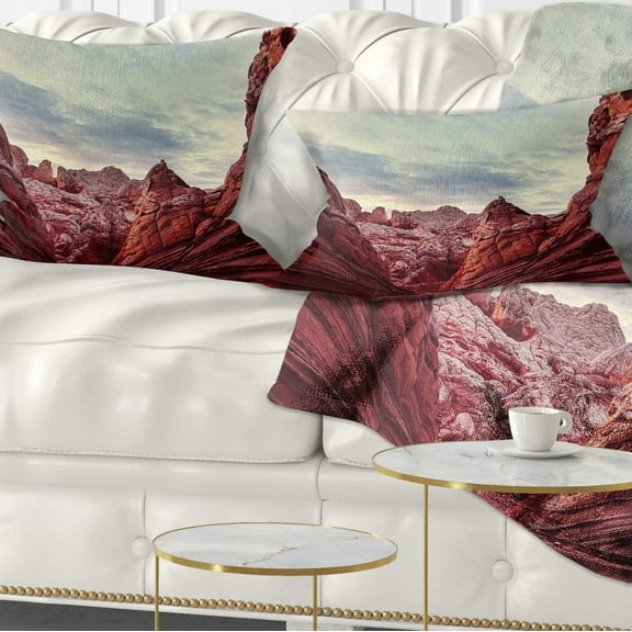 Designart 12" x 20" Red Polyester Throw Pillow
