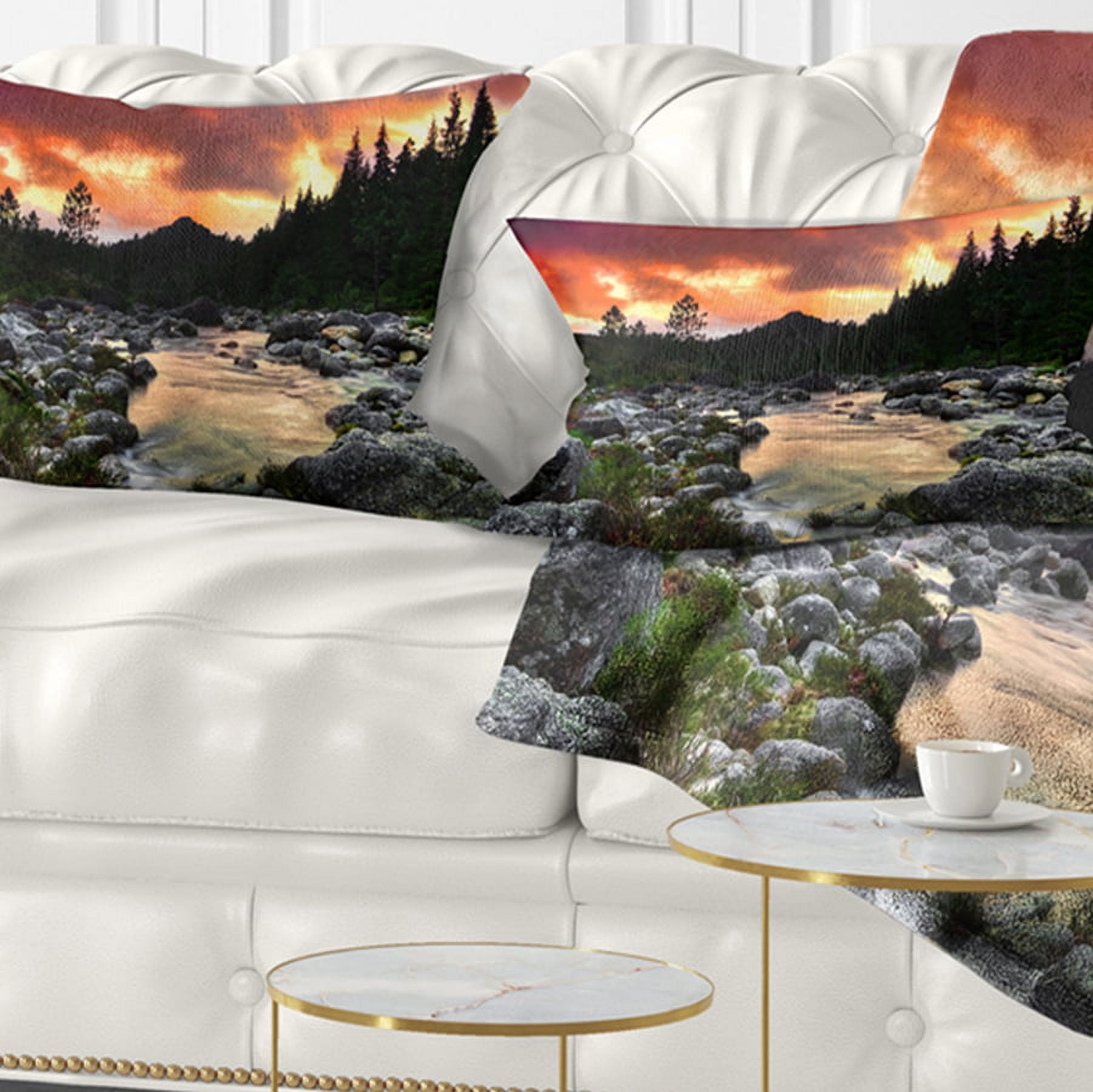 Designart 12" x 20" Red Polyester Throw Pillow