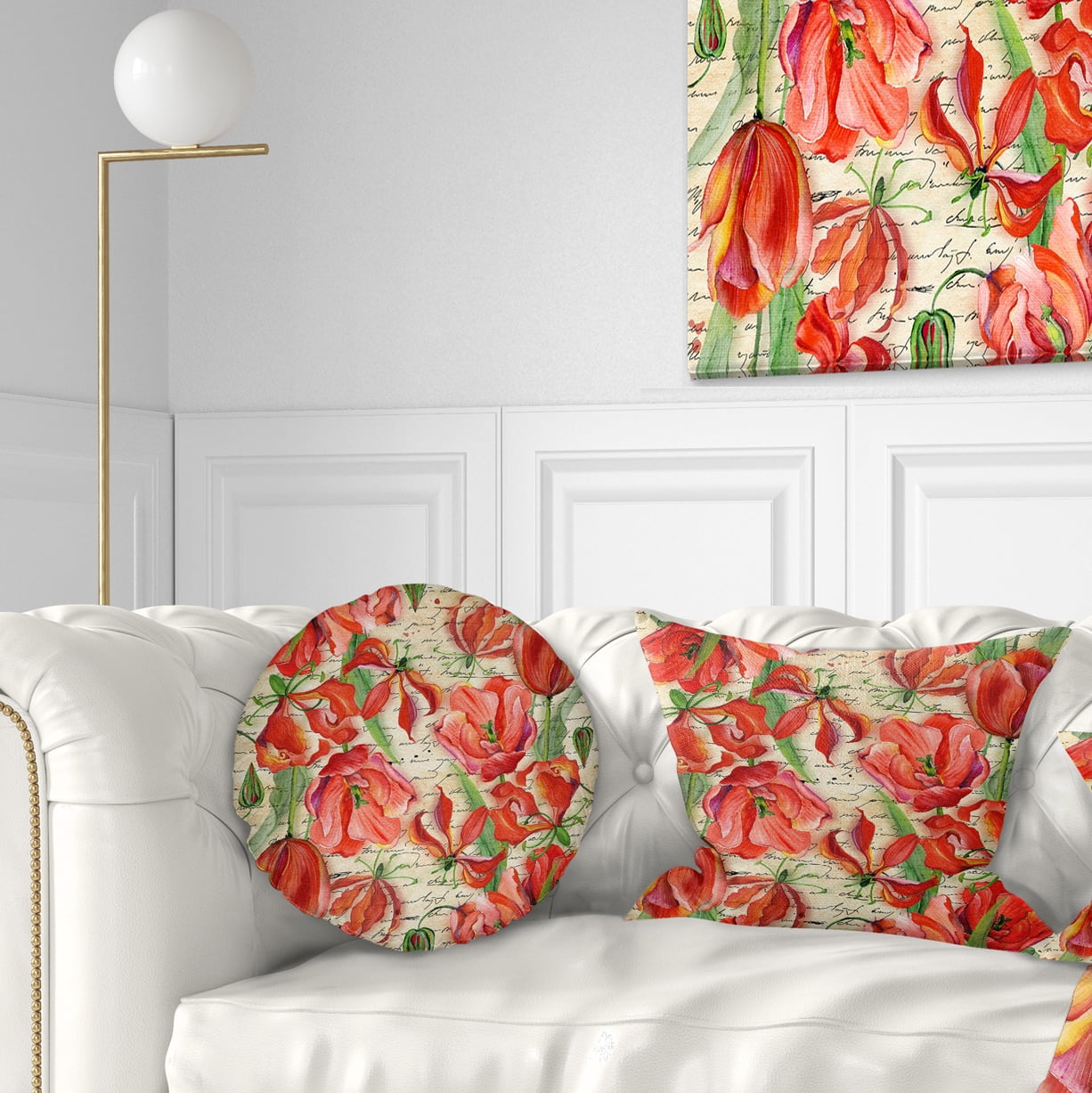 Designart 12" x 20" Red Polyester Throw Pillow