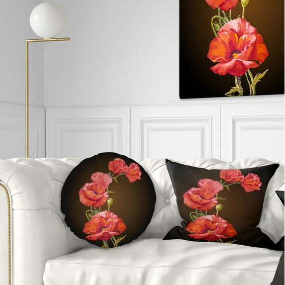 Designart 12" x 20" Red Polyester Throw Pillow