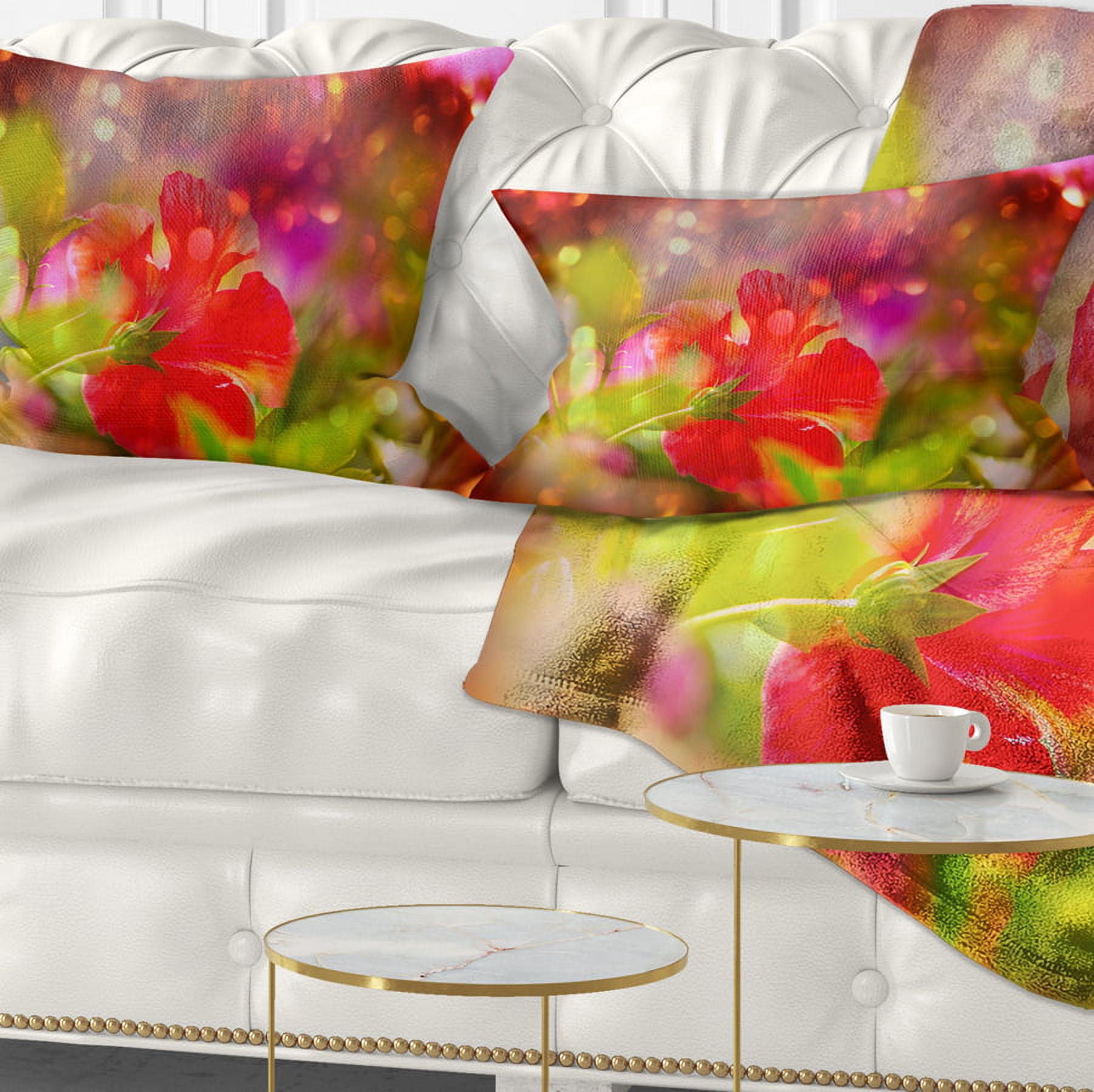 Designart 12" x 20" Red Polyester Throw Pillow