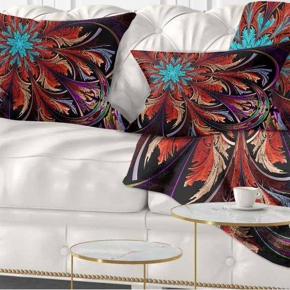 Designart 12" x 20" Red Polyester Throw Pillow