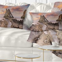 Designart 12" x 20" Red Polyester Throw Pillow