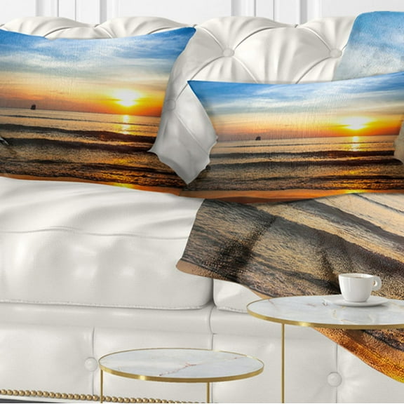 Designart 12" x 20" Red Polyester Throw Pillow