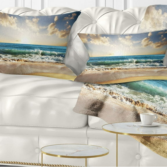 Designart 12" x 20" Sea & Shore Polyester Throw Pillow