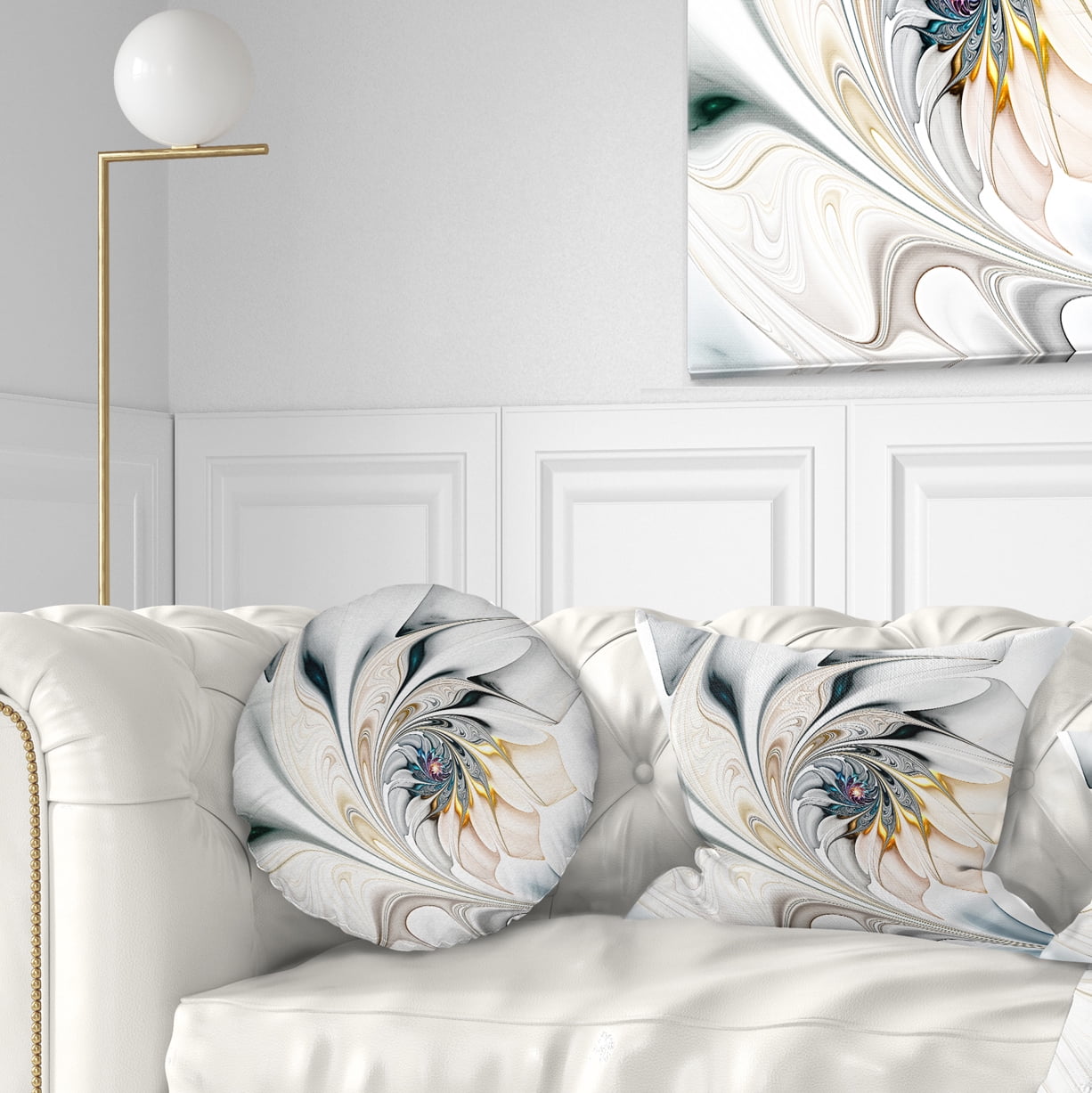 Designart 12" x 20" White Polyester Throw Pillow