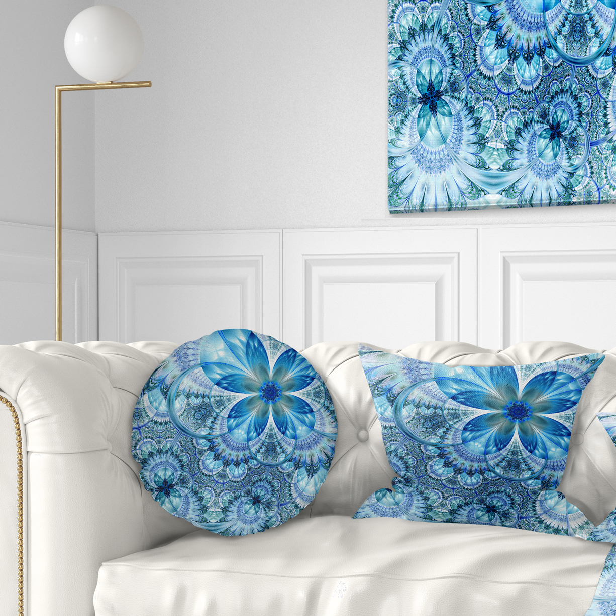 Designart 12" x 20" White Polyester Throw Pillow