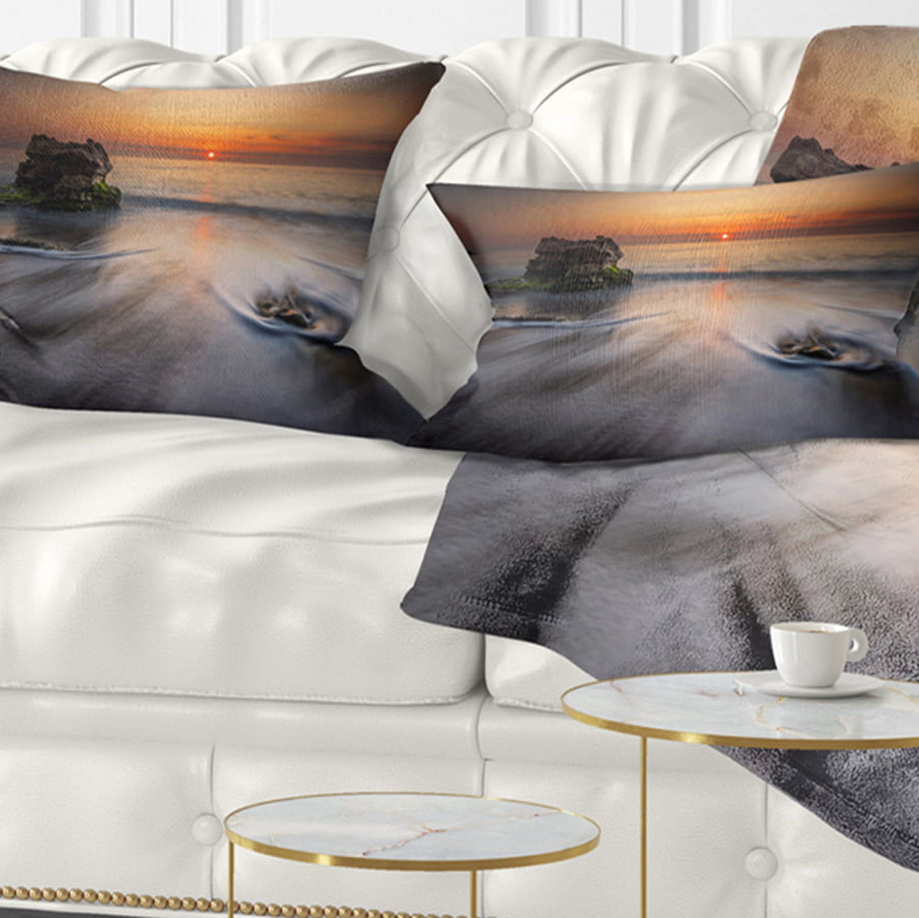 Designart 12" x 20" White Polyester Throw Pillow
