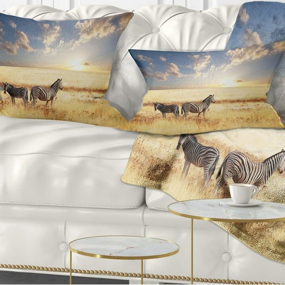 Designart 12" x 20" White Polyester Throw Pillow