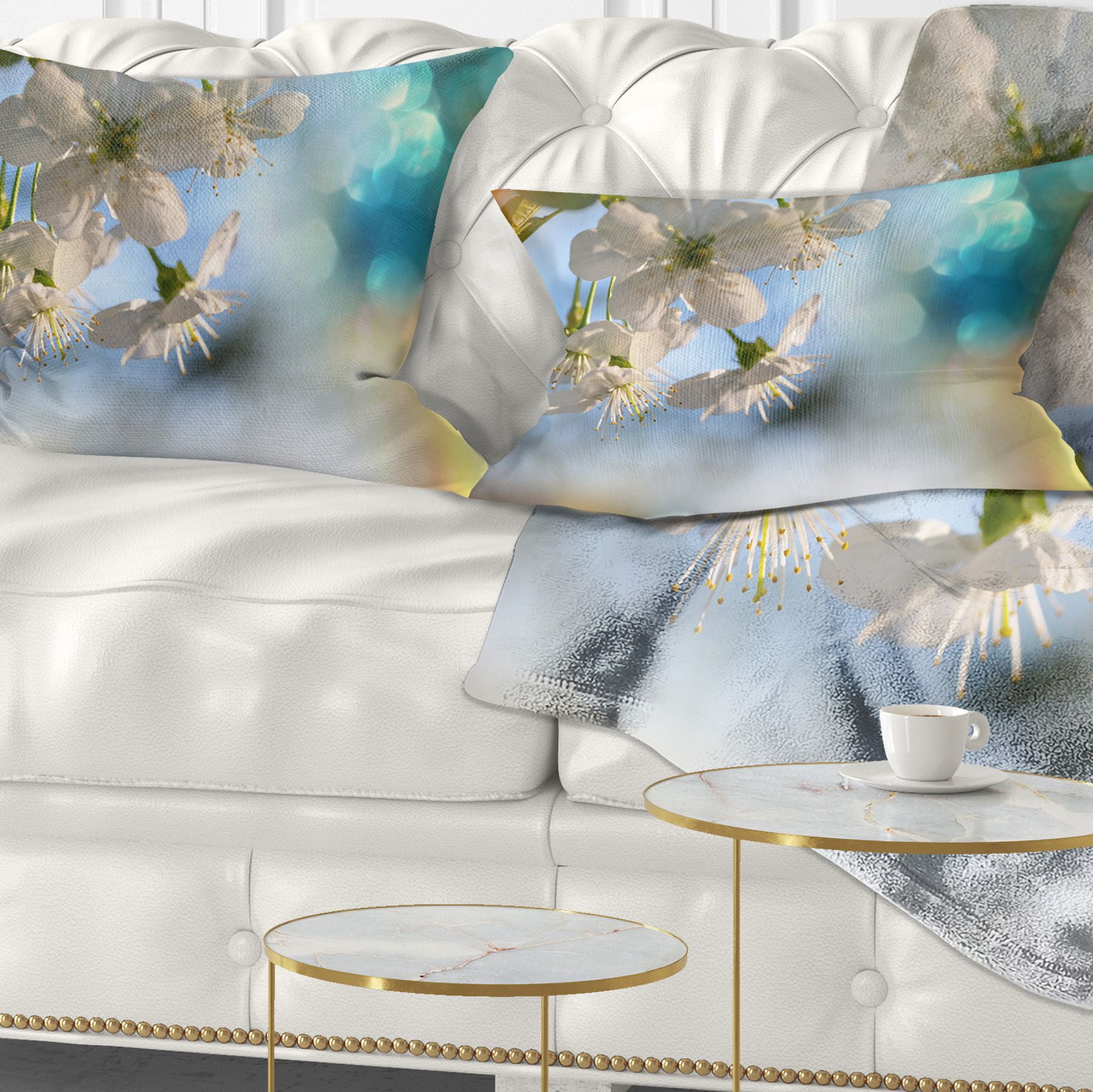 Designart 12" x 20" White Polyester Throw Pillow