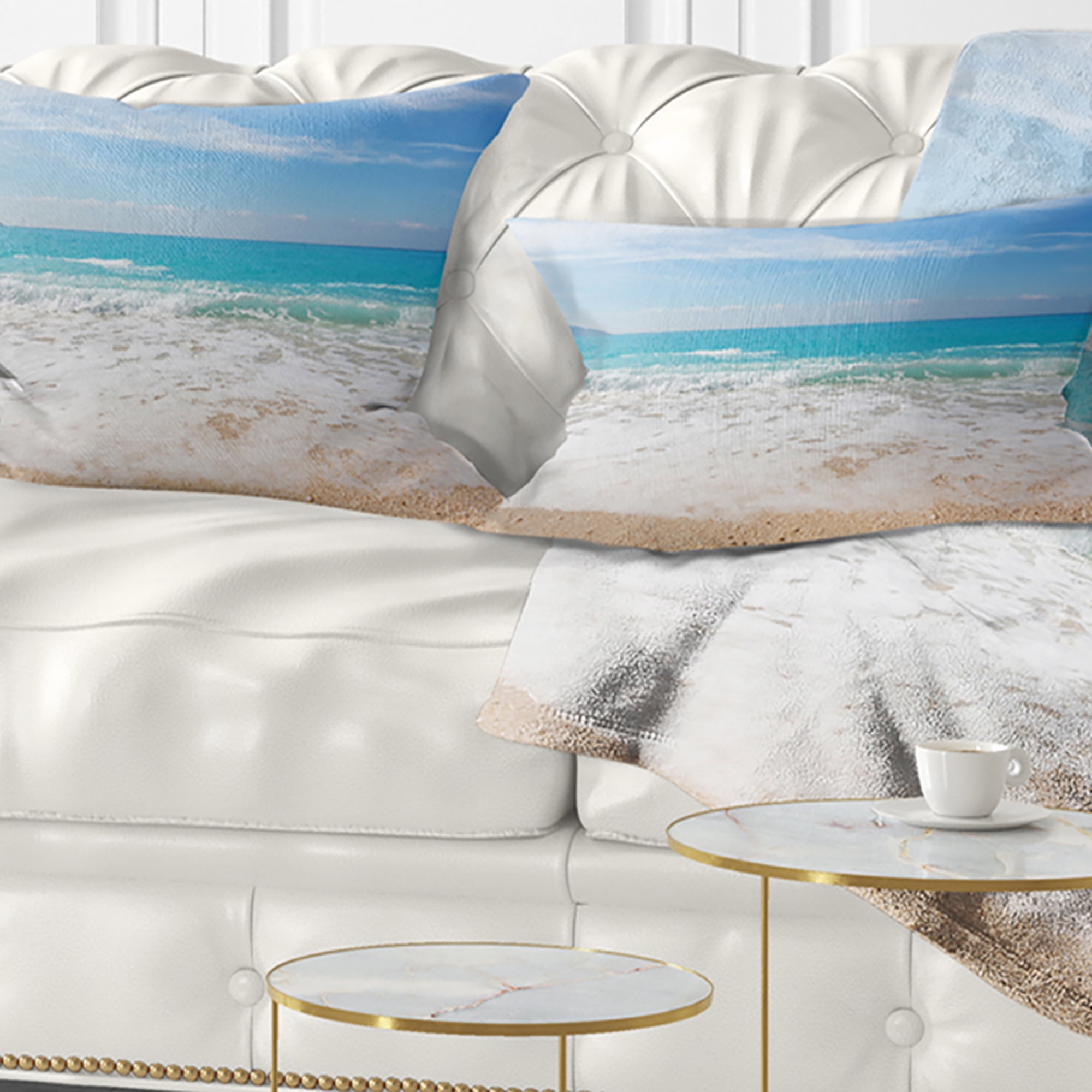 Designart 12" x 20" White Polyester Throw Pillow