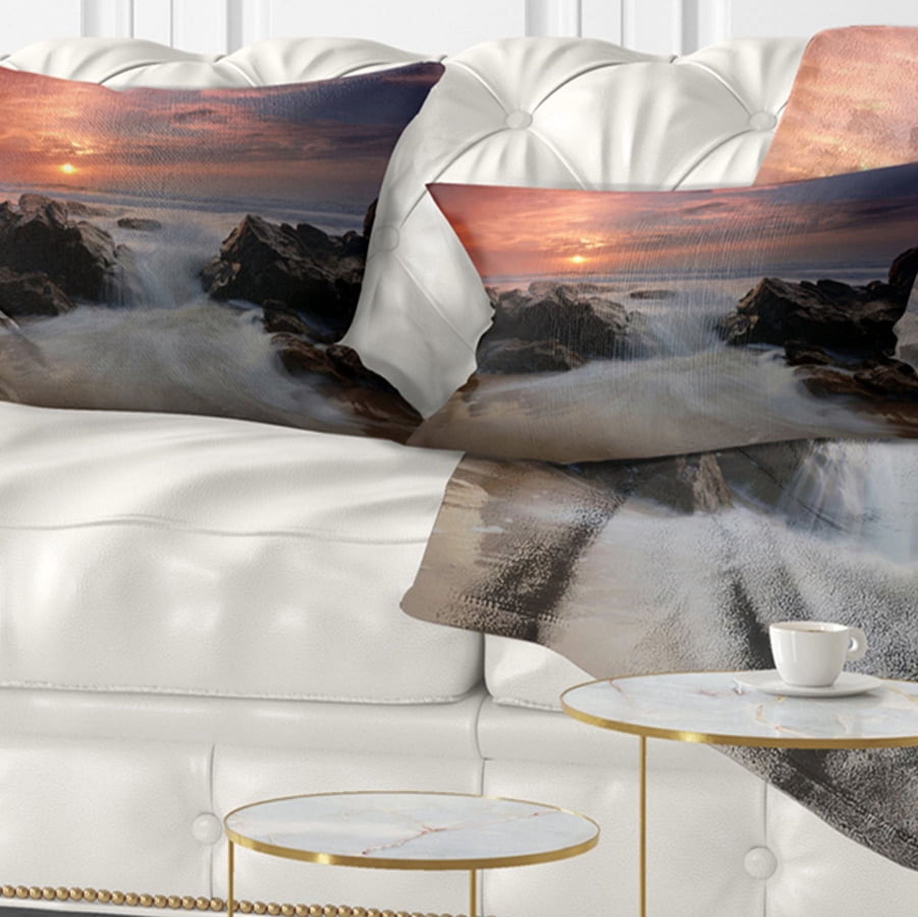 Designart 12" x 20" White Polyester Throw Pillow