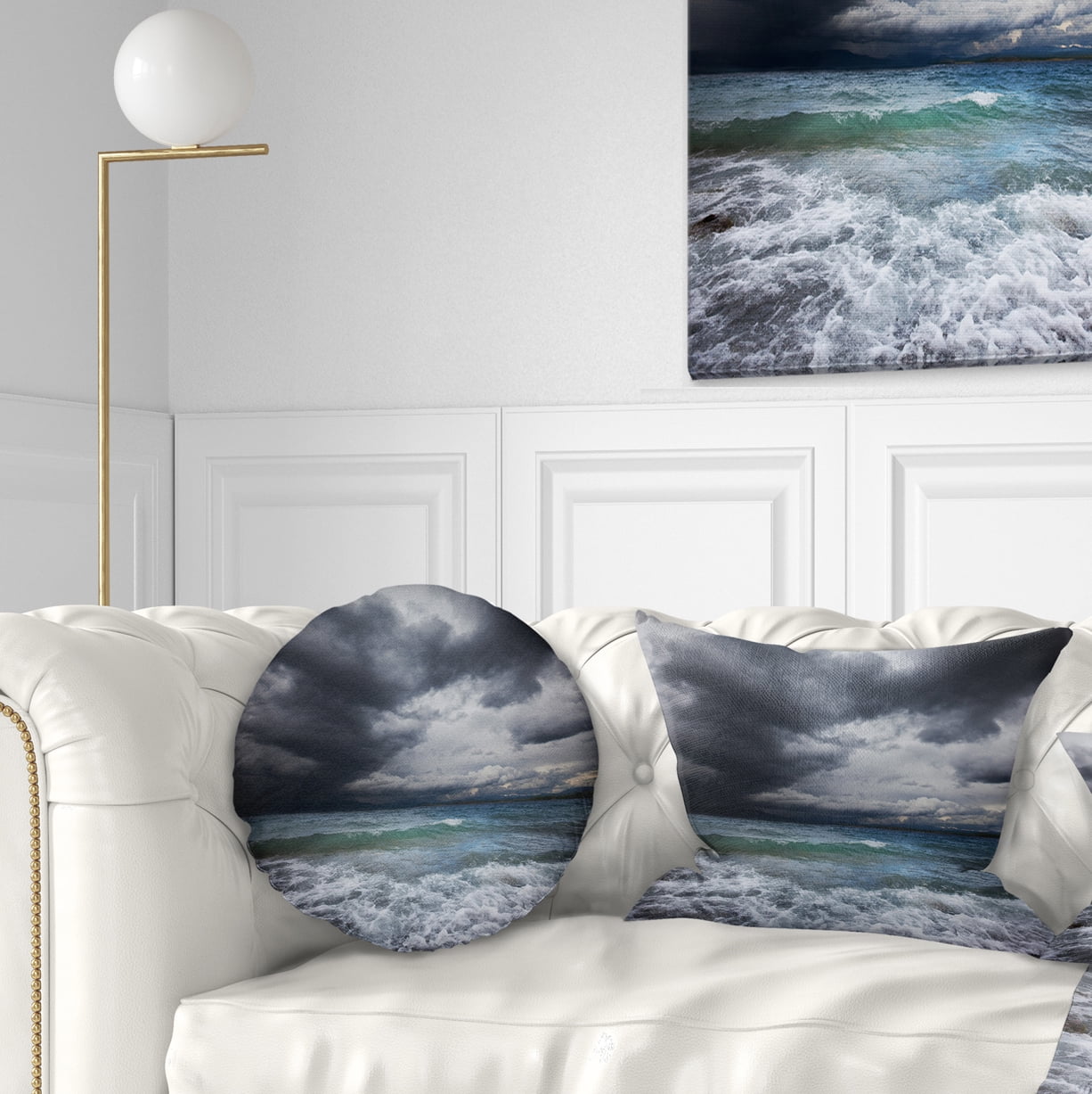Designart 12" x 20" White Polyester Throw Pillow