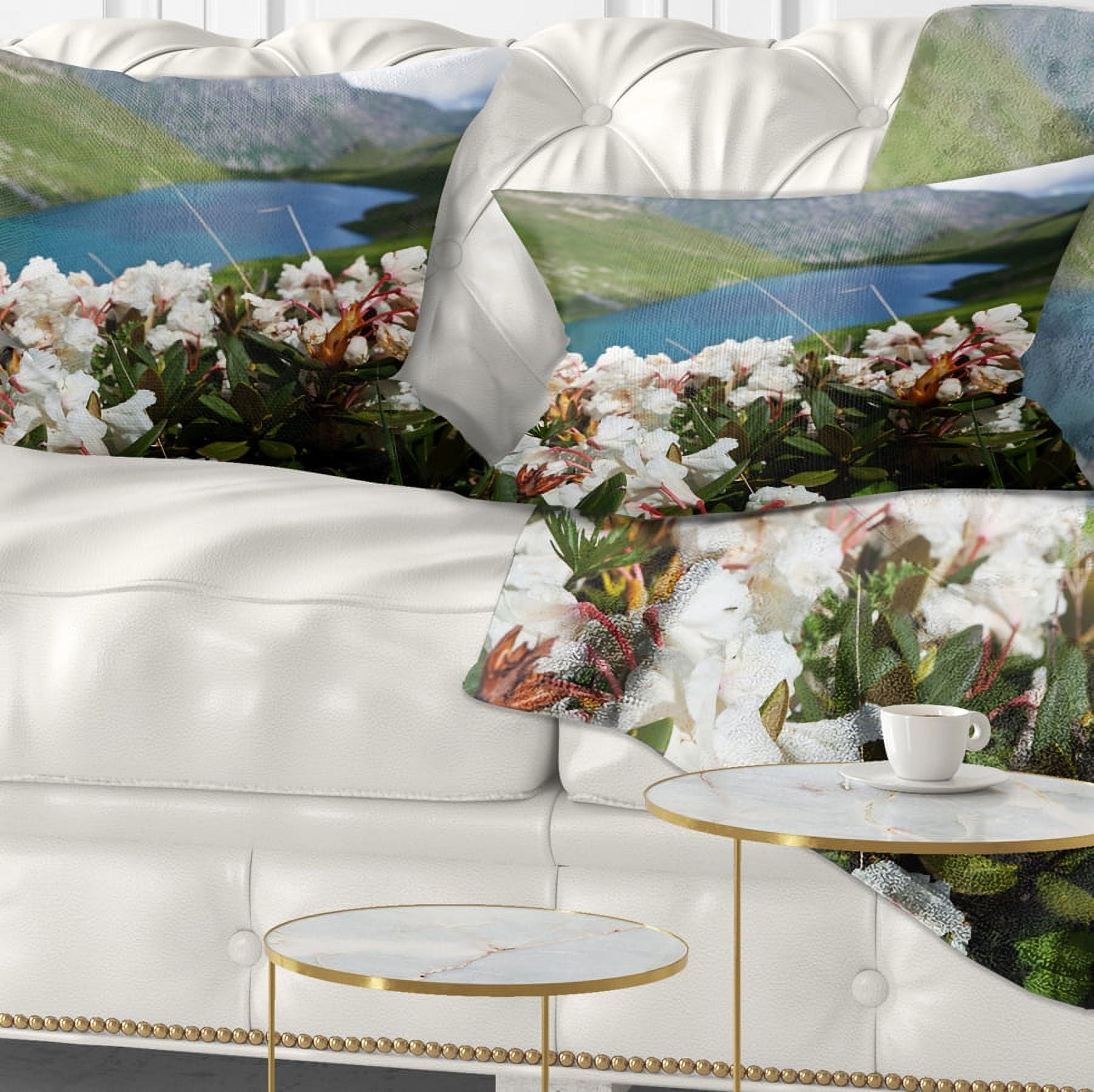 Designart 12" x 20" White Polyester Throw Pillow