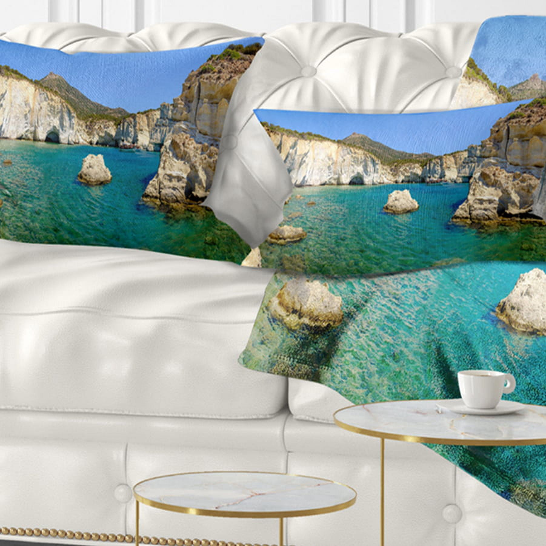 Designart 12" x 20" White Polyester Throw Pillow
