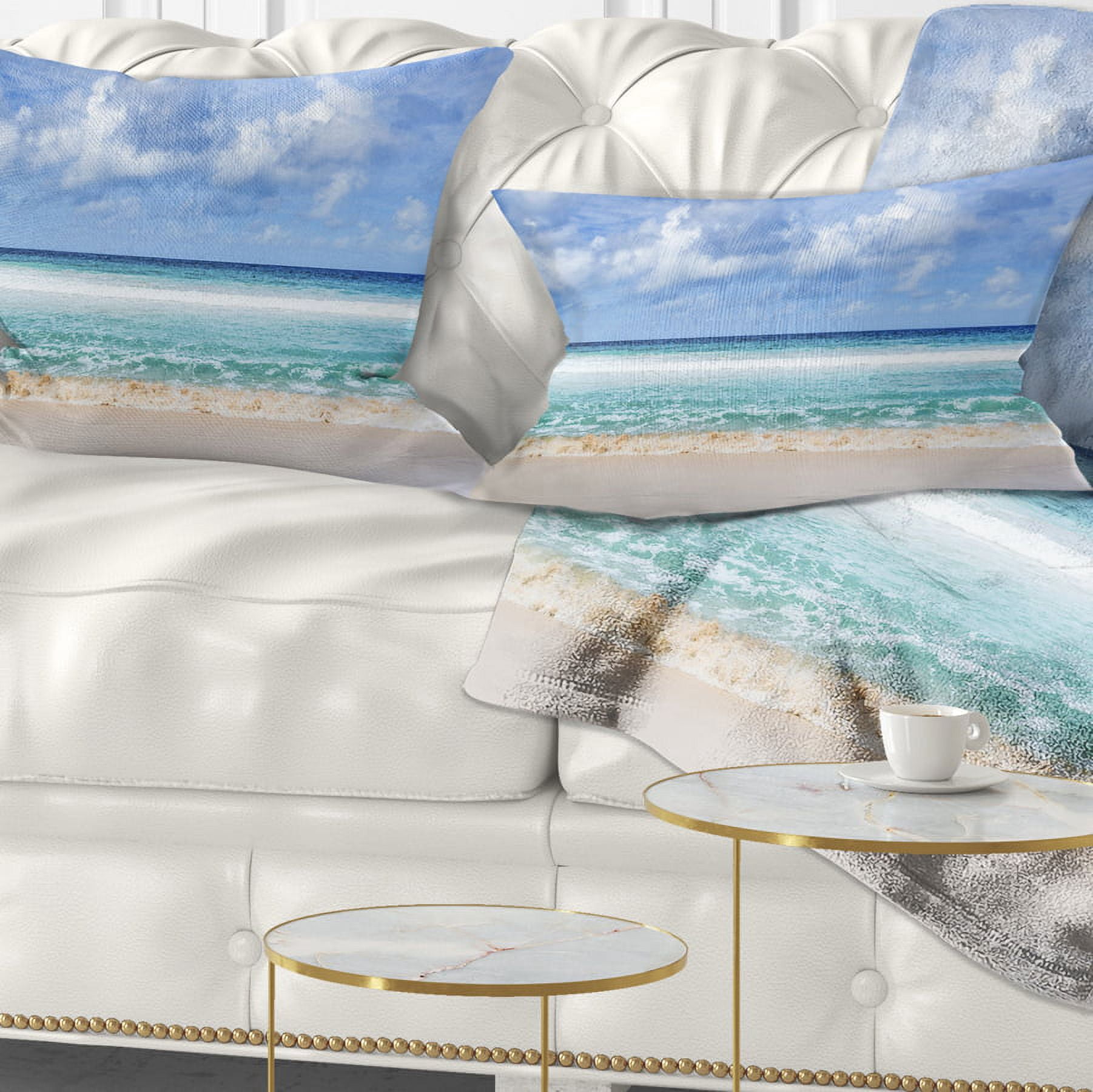 Designart 12" x 20" White Polyester Throw Pillow