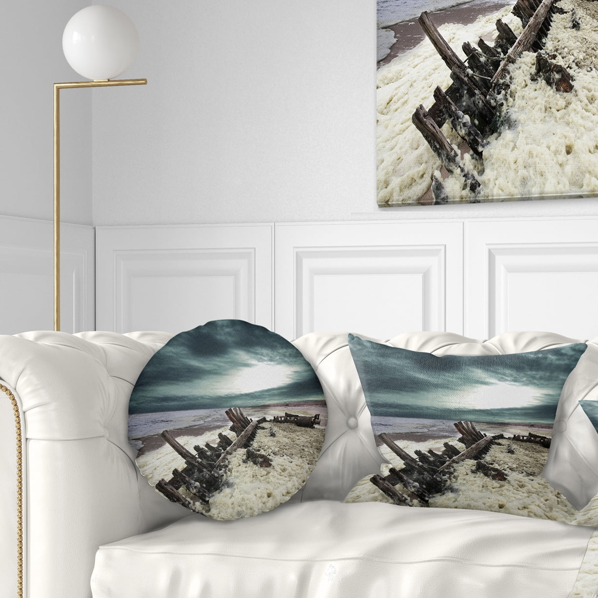 Designart 12" x 20" White Polyester Throw Pillow