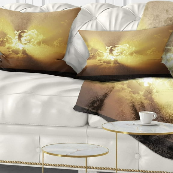 Designart 12" x 20" Yellow Polyester Throw Pillow